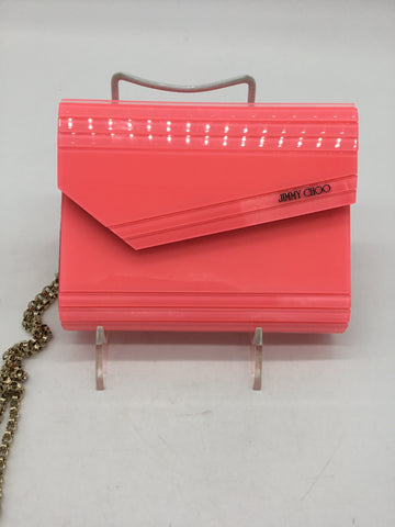 LUXURY - Jimmy Choo Pink Candy Acrylic Clutch with Chain Strap