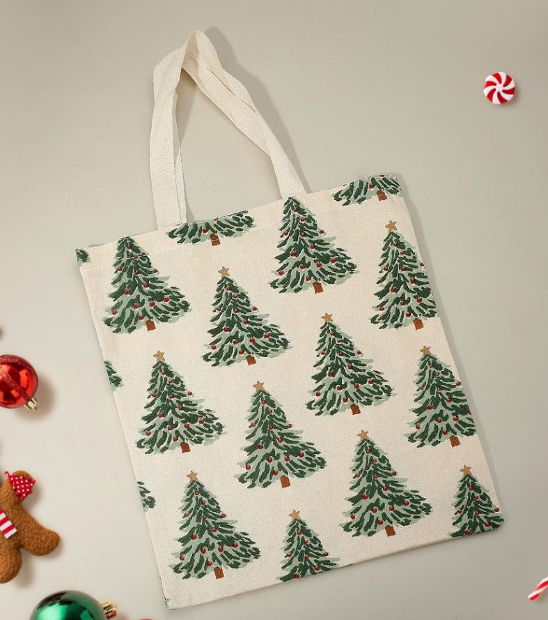 Christmas Tree Pattern Printed Tote Bag