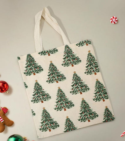 Christmas Tree Pattern Printed Tote Bag
