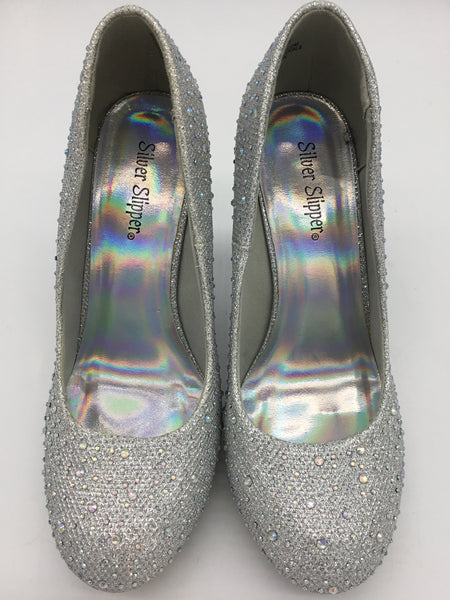 Silver Slipper Size 7 Silver Heels