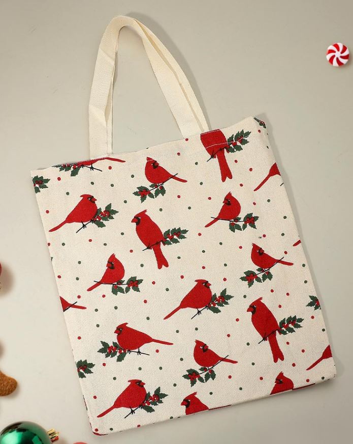 Holiday Cardinal Pattern Printed Tote Bag