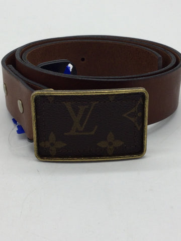 UPCYCLED Louis Vuitton & Leather Size Large Brown Belt