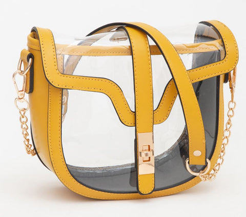Clear Transparent Saddle Bag - Yellow