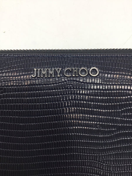 LUXURY - Jimmy Choo Black Embossed Leather Continental Wallet