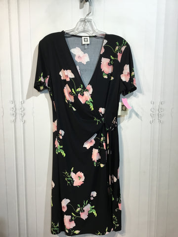 Anne Klein Size M/8-10 Black/Pink/Green Dress