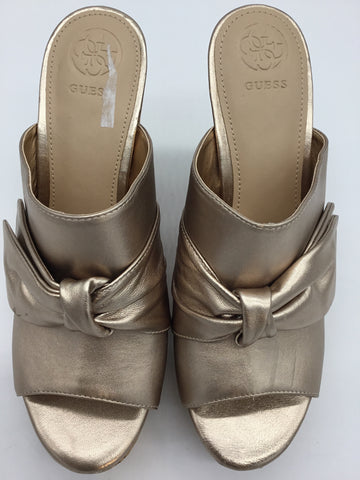 GUESS Size 9.5 Gold & Cork Sandals