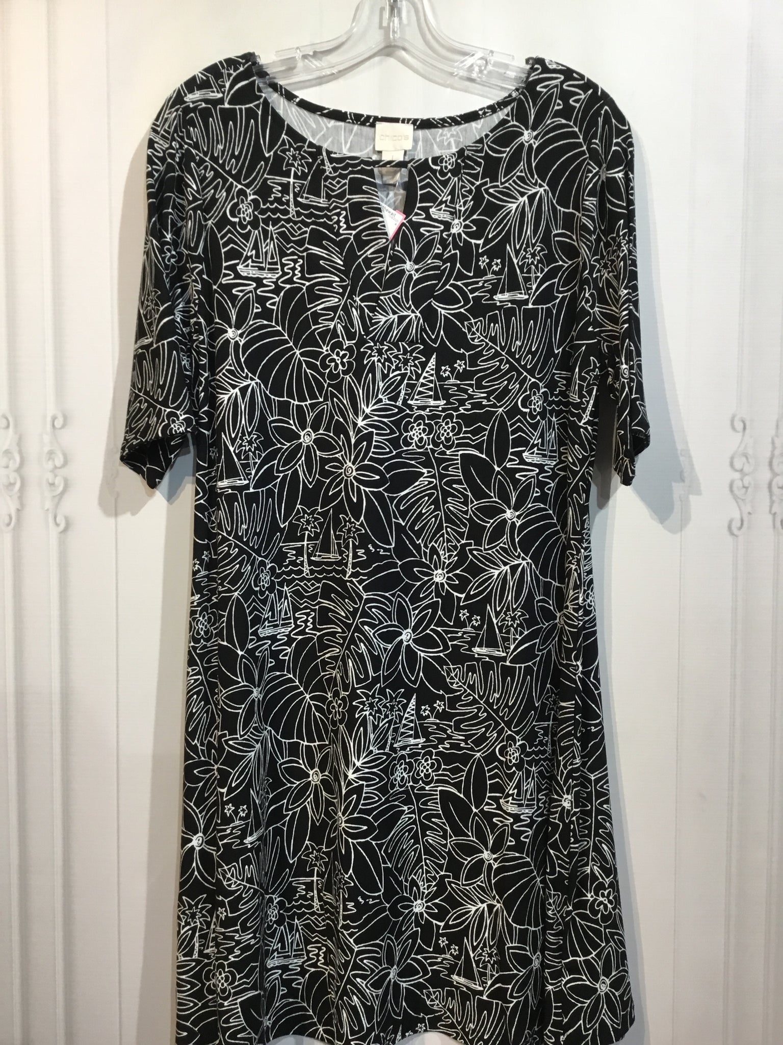 CHICO'S Size M/8 Black DRESS/1 PIECE