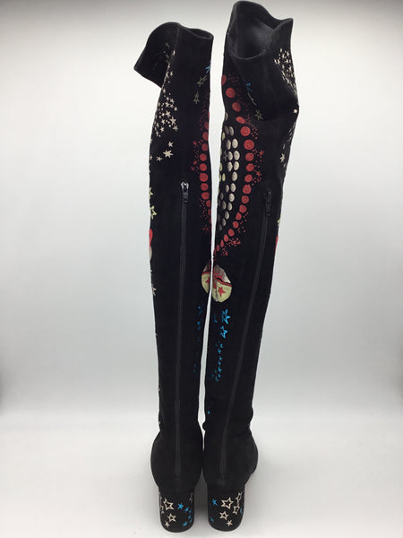 Valentino Astro Couture Suede Over-The-Knee Boots