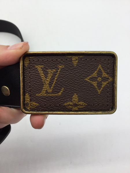 UPCYCLED Louis Vuitton & Leather Size Medium Black Belt