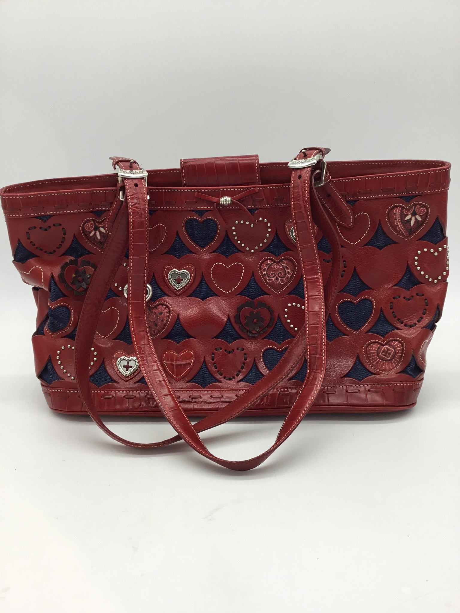 Brighton Size L/XL Red & Navy Tote