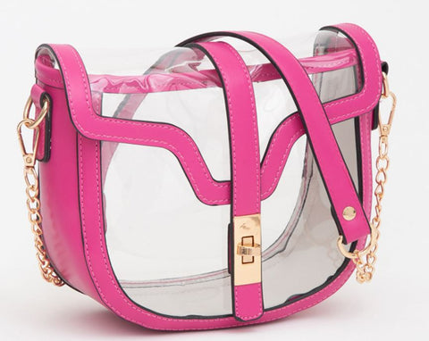 Clear Transparent Saddle Bag - Pink