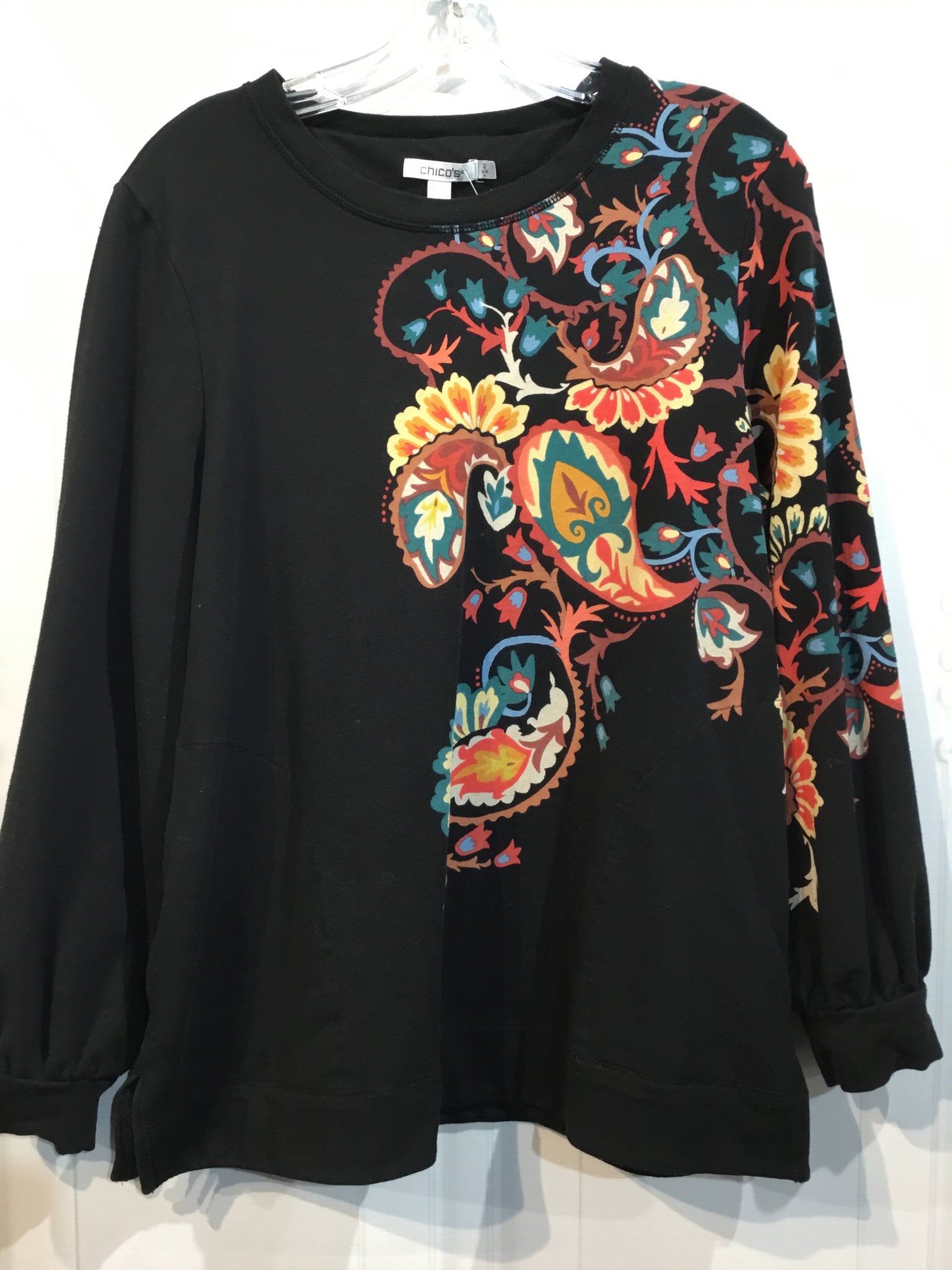 CHICO'S Size L Black Tops