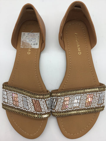 Andiamo Size 7.5 Camel/Gold/White/Rose Gold Sandals