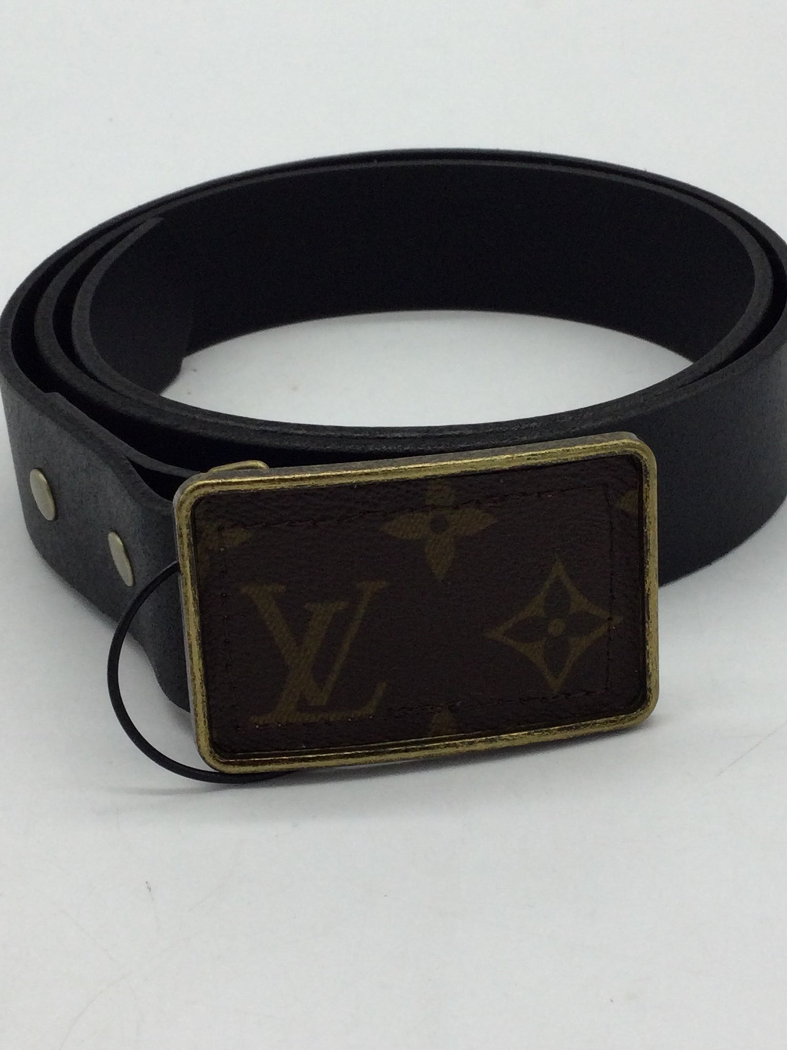 UPCYCLED Louis Vuitton & Leather Size Large Black Belt