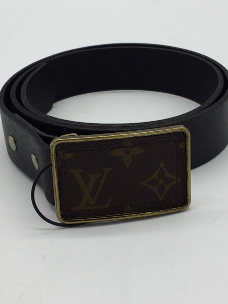 UPCYCLED Louis Vuitton & Leather Size Large Black Belt