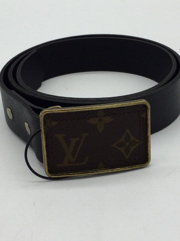UPCYCLED Louis Vuitton & Leather Size Large Black Belt
