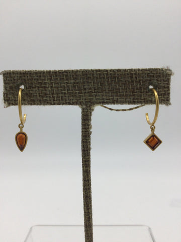 No Label Gold Tone & Amber Earrings