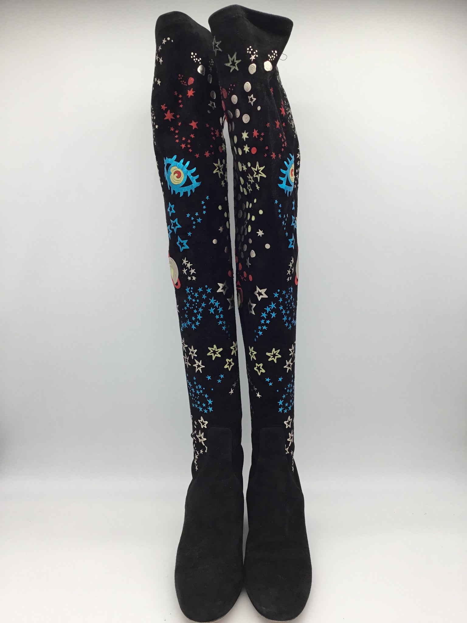 Valentino Astro Couture Suede Over-The-Knee Boots