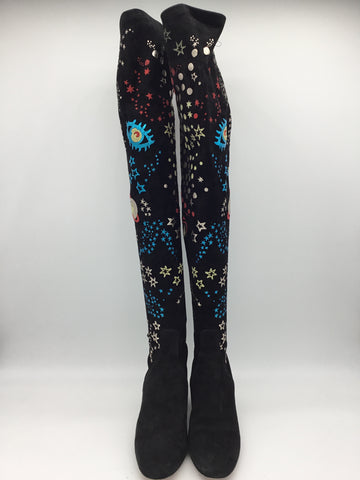 Valentino Astro Couture Suede Over-The-Knee Boots
