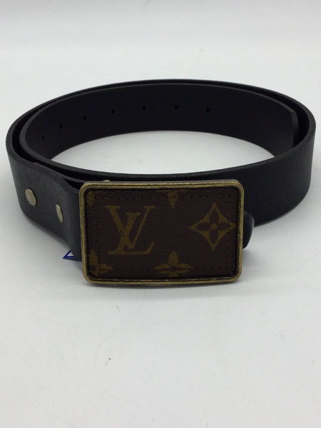 UPCYCLED Louis Vuitton & Leather Size Medium Black Belt