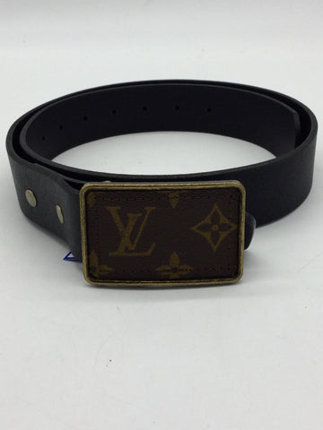 UPCYCLED Louis Vuitton & Leather Size Medium Black Belt