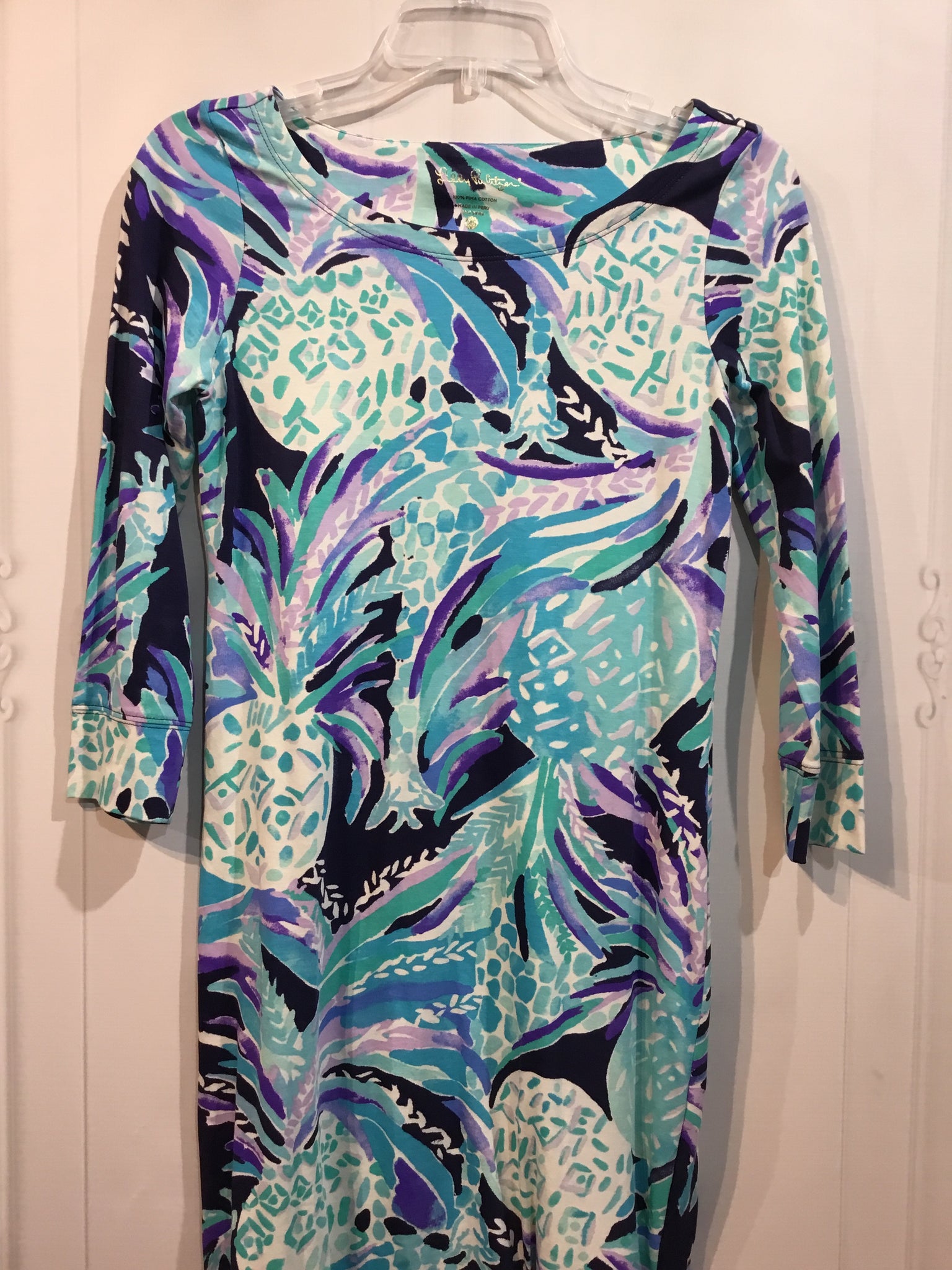 Lilly Pulitzer Size XS/0-2 Purple/Aqua/Teal Print Dress