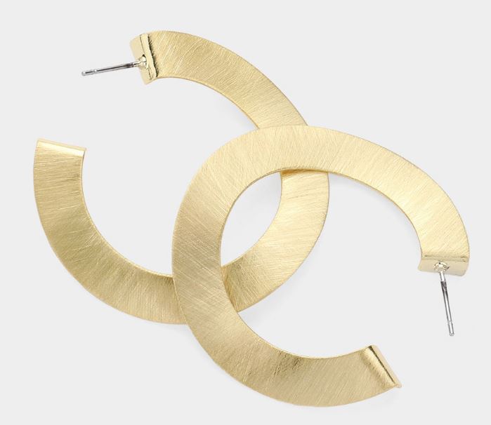 Brushed Abstract Hoop Earrings - 14K Gold Dipped
