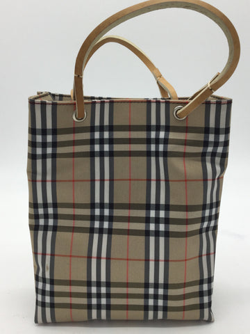 Burberry Size Small Red/White/Navy/Beige Tote
