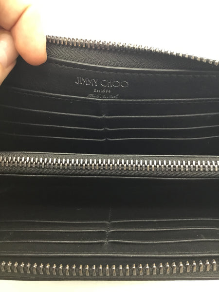 LUXURY - Jimmy Choo Black Embossed Leather Continental Wallet
