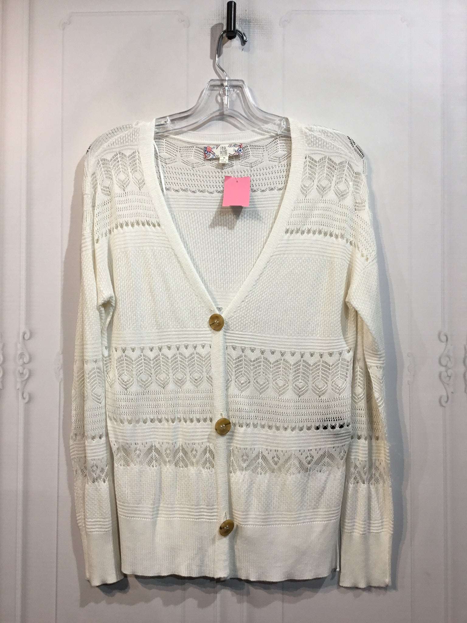 Pink Rose Size Medium White Tops