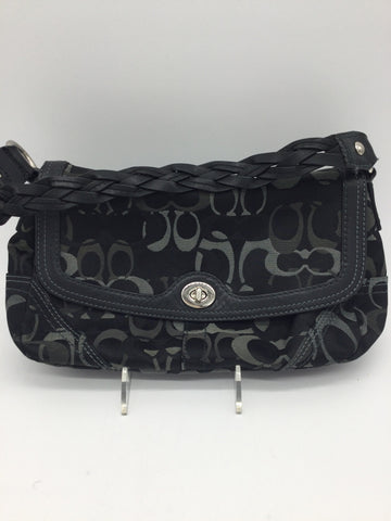 Coach Size M/8-10 Black & Grey Print Shoulder Bag