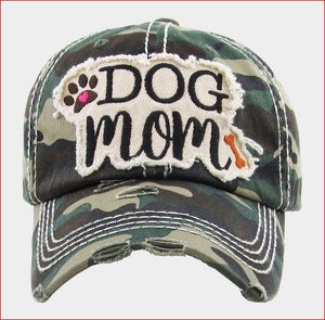 "DOG mom"  Vintage Baseball Cap -  Camaflouge