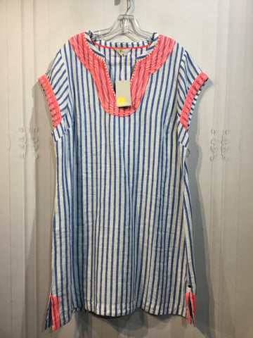 Boden Size 1X/16-18 Blue/White/Neon Coral Dress