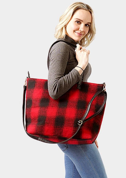 Buffalo Check Weekend Tote Bag - Red