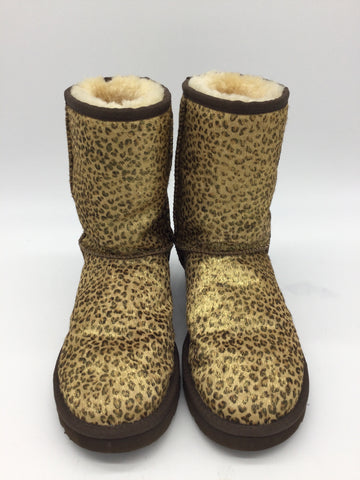 Ugg Australia Size 7 Brown/Gold/Leopard Boots