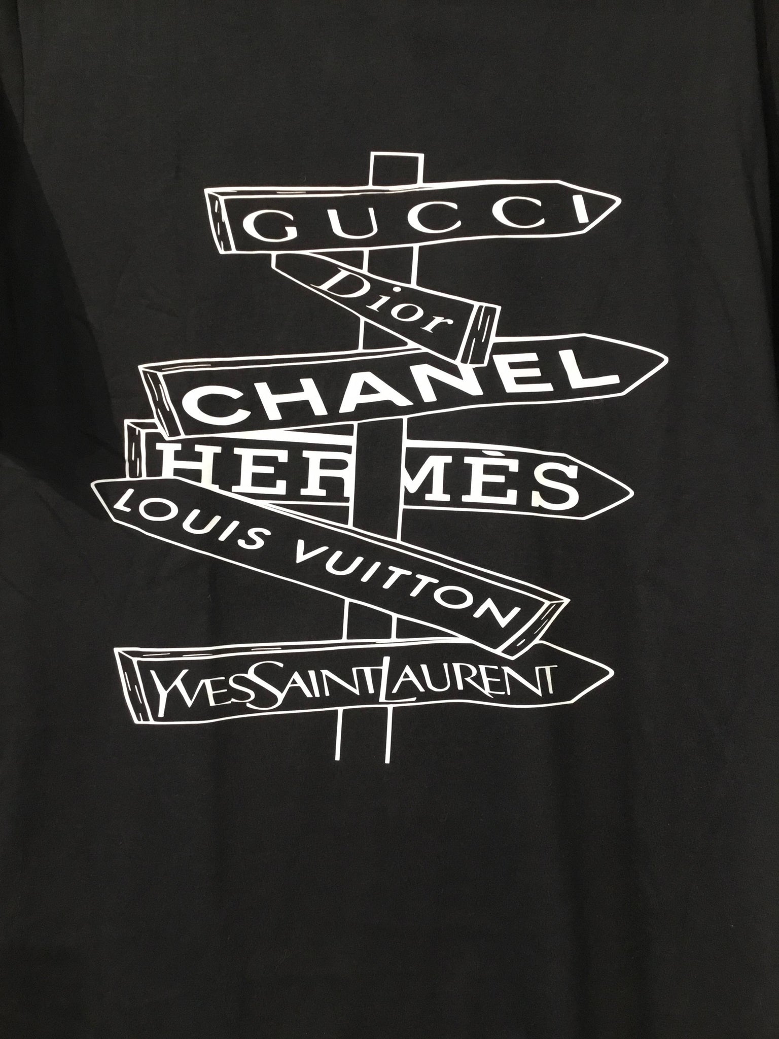 Designer Direction Sign Unisex T-Shirt - Black - Size XXXL