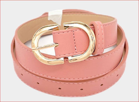 Solid Faux Leather Belt - Pink