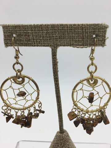No Label Gold Tone & Brown Earrings