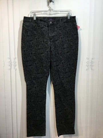 NYDJ Size L/12-14 Black Print Pants