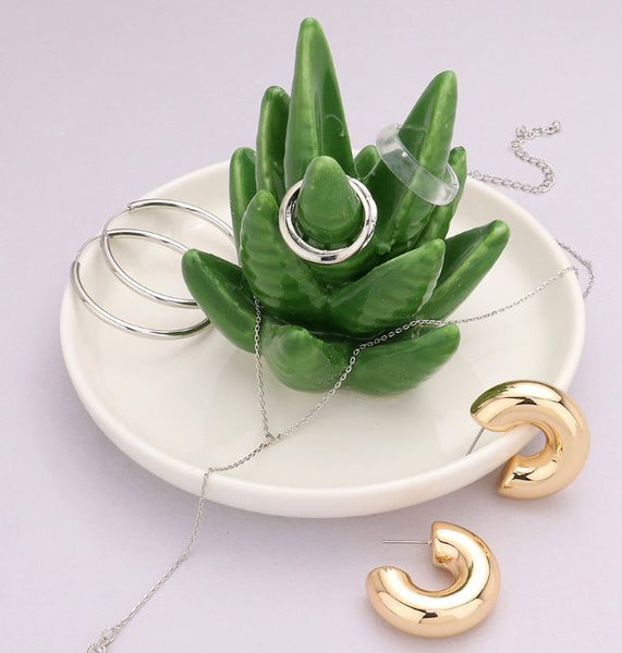 Cactus Ring Holder Jewelry Dish - Green