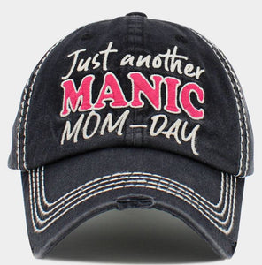 "Just another MANIC MOM-DAY"  Message Vintage Baseball Cap - Black