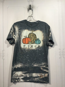 "It's fall Y'all" - Pumpkin Design - Grey - Bleached - Size L