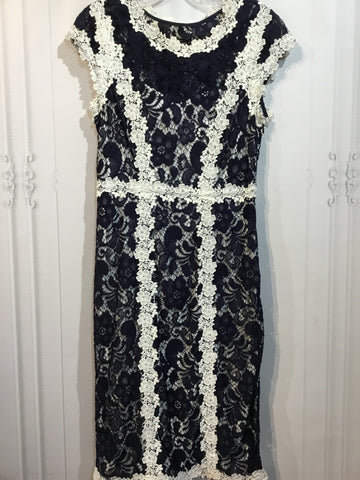 Phase Eight Size M/8-10 navy & cream Dress