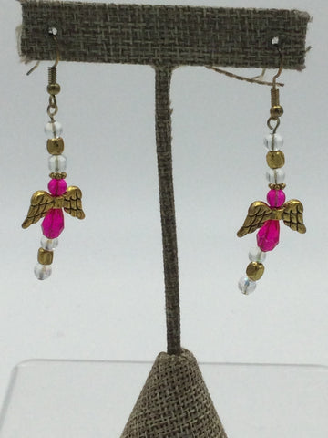 No Label Pink/Gold/Clear Earrings