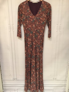 Peruvian Connection Size XS Maroon/Pink/Teal Print Dress