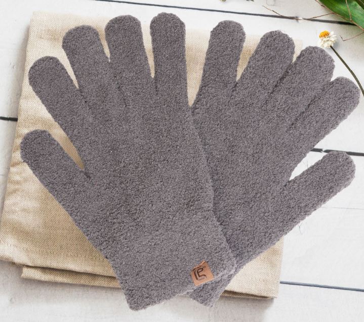 Solid Color Cozy Gloves - Gray