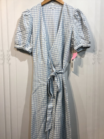 REFORMATION Size S/4-6 Baby Blue & White Dress