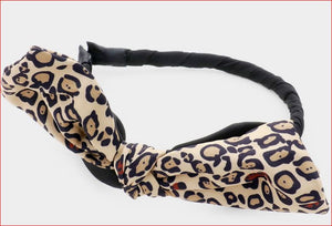 Leopard Knotted Head Band - Black