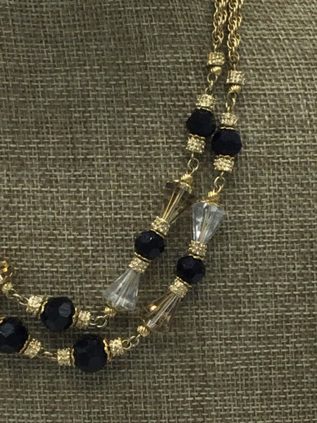 Vendome Black/Gold/Clear Necklaces