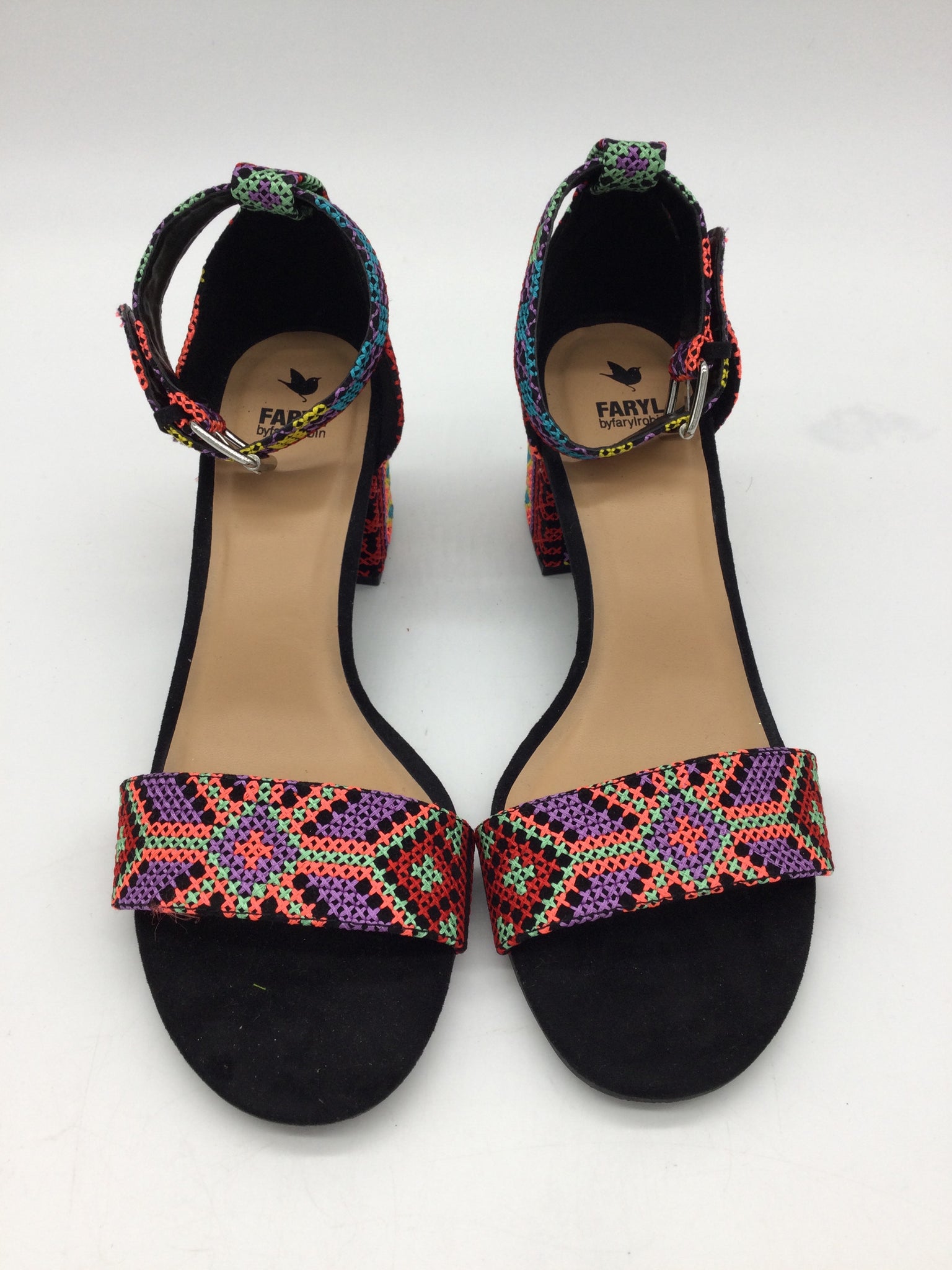 Faryl Robbin Size 9.5 Black & Multi-Color Sandals